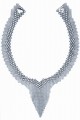 This nickel necklace is 17  ¼ in in length and  ¾  in wide.  Custom lengths are available with 8-week delivery.  For help with sizing, please contact us by phone:  Shop hours are 10:00 - 6:00 daily, Central Time, from May through December, and 10:30 - 5:00 January through April.